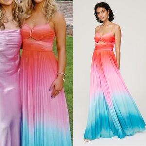 AMUR Emmett Pleated Gown in Ombre Sunset 8